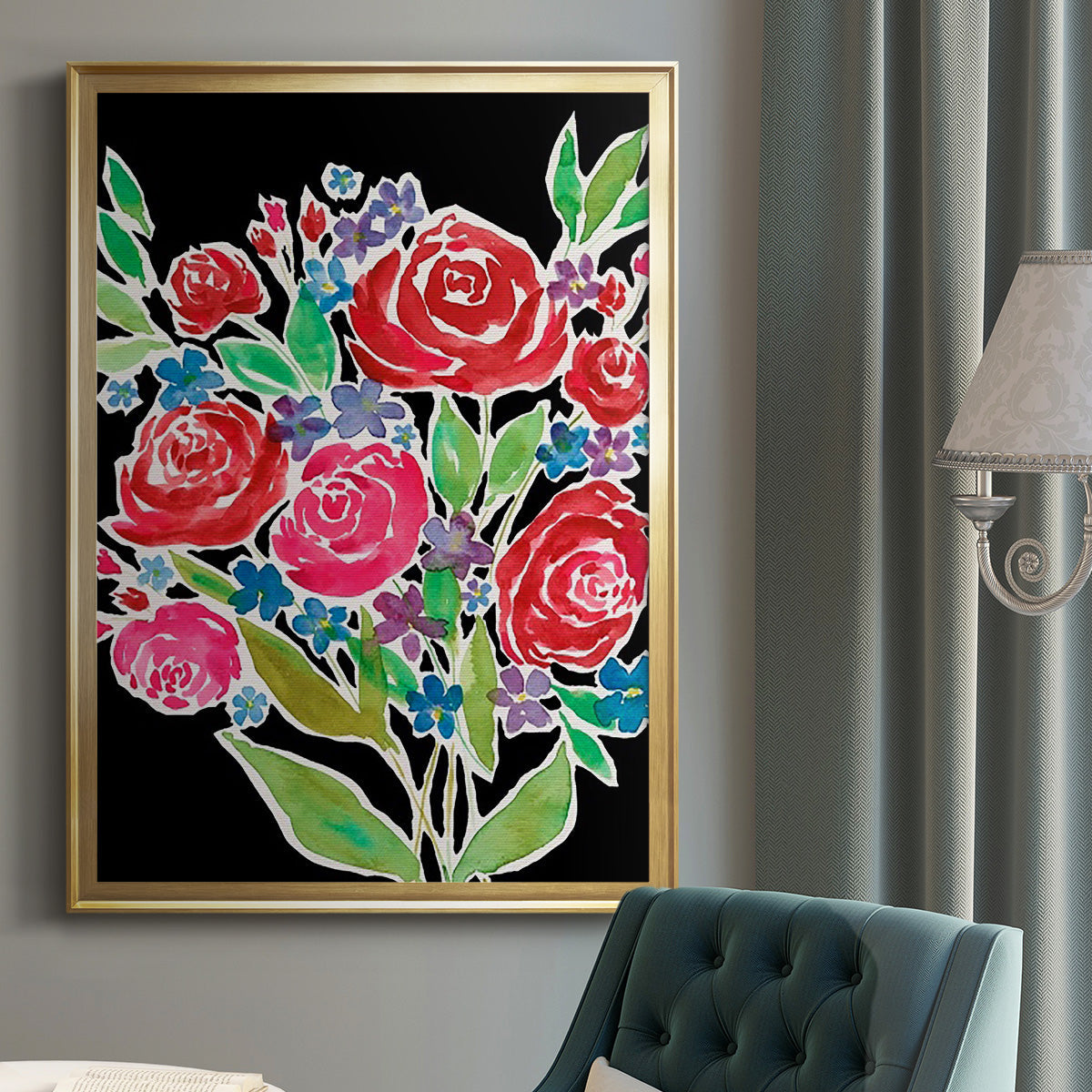 Floral Choir Bouquet - Modern Framed Canvas Print