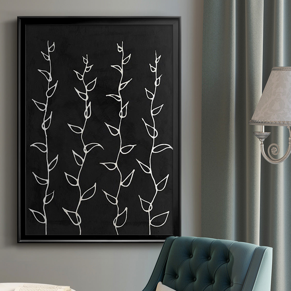 Ivory Vines I - Modern Framed Canvas Print