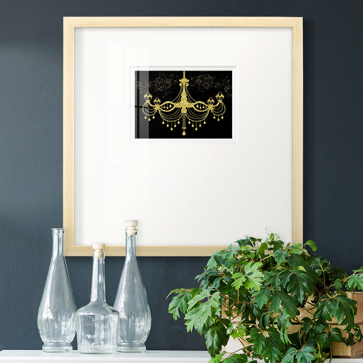 Golden Chandelier Premium Framed Print Double Matboard