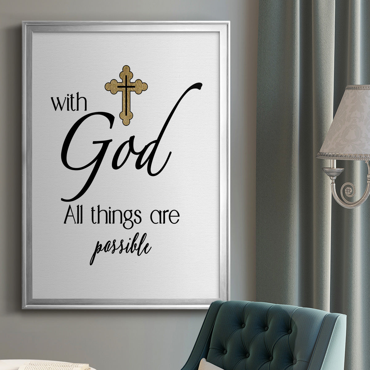 All Things Possible Gold - Modern Framed Canvas Print