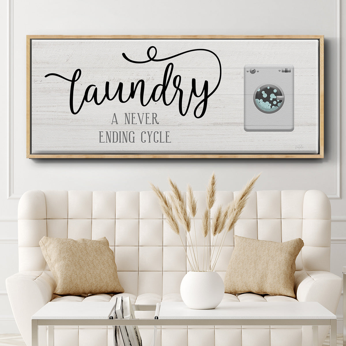 Never Ending Laundry - Floater Framed Canvas Print