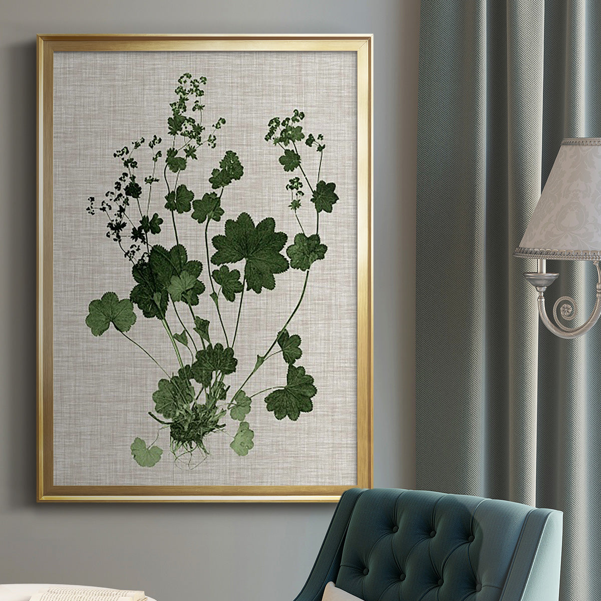 Forest Foliage on Linen III - Modern Framed Canvas Print