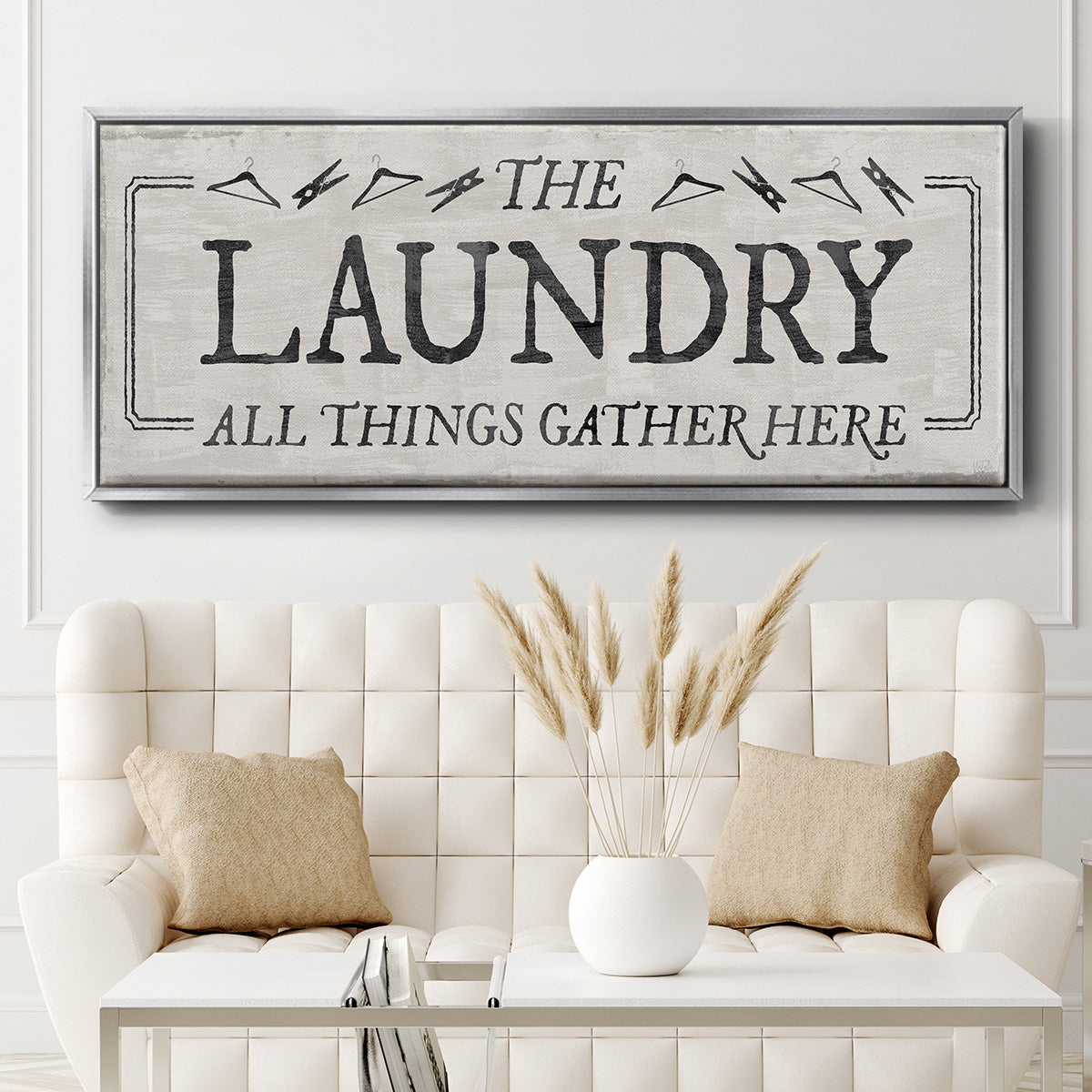 Laundry Gathers - Floater Framed Canvas Print