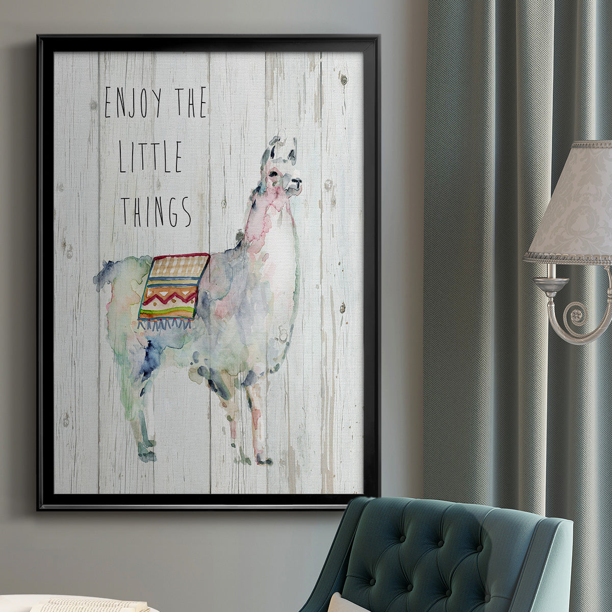 Llama Little Things - Modern Framed Canvas Print