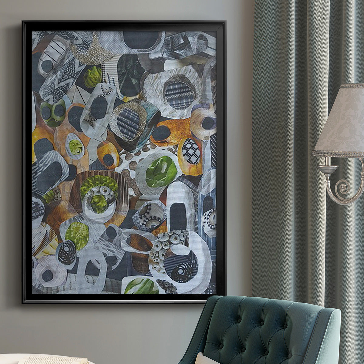 Big Sur Stones and Kelp - Modern Framed Canvas Print