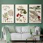 Leaves & Berries I - Framed Premium Gallery Wrapped Canvas L Frame 3 Piece Set - Ready to Hang