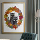 Raccoons Autumn Leaf Wreath - Modern Framed Canvas Print