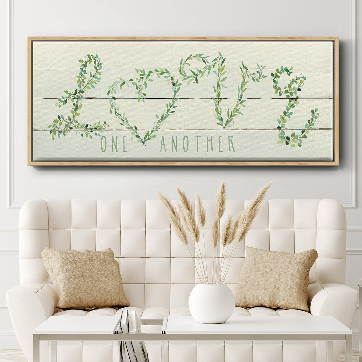 Shiplap Vines Love - Floater Framed Canvas Print