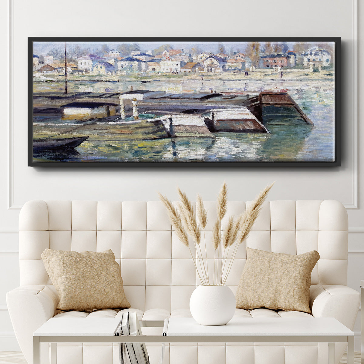 The Seine at Asnieres, 1873 - Floater Framed Canvas Print