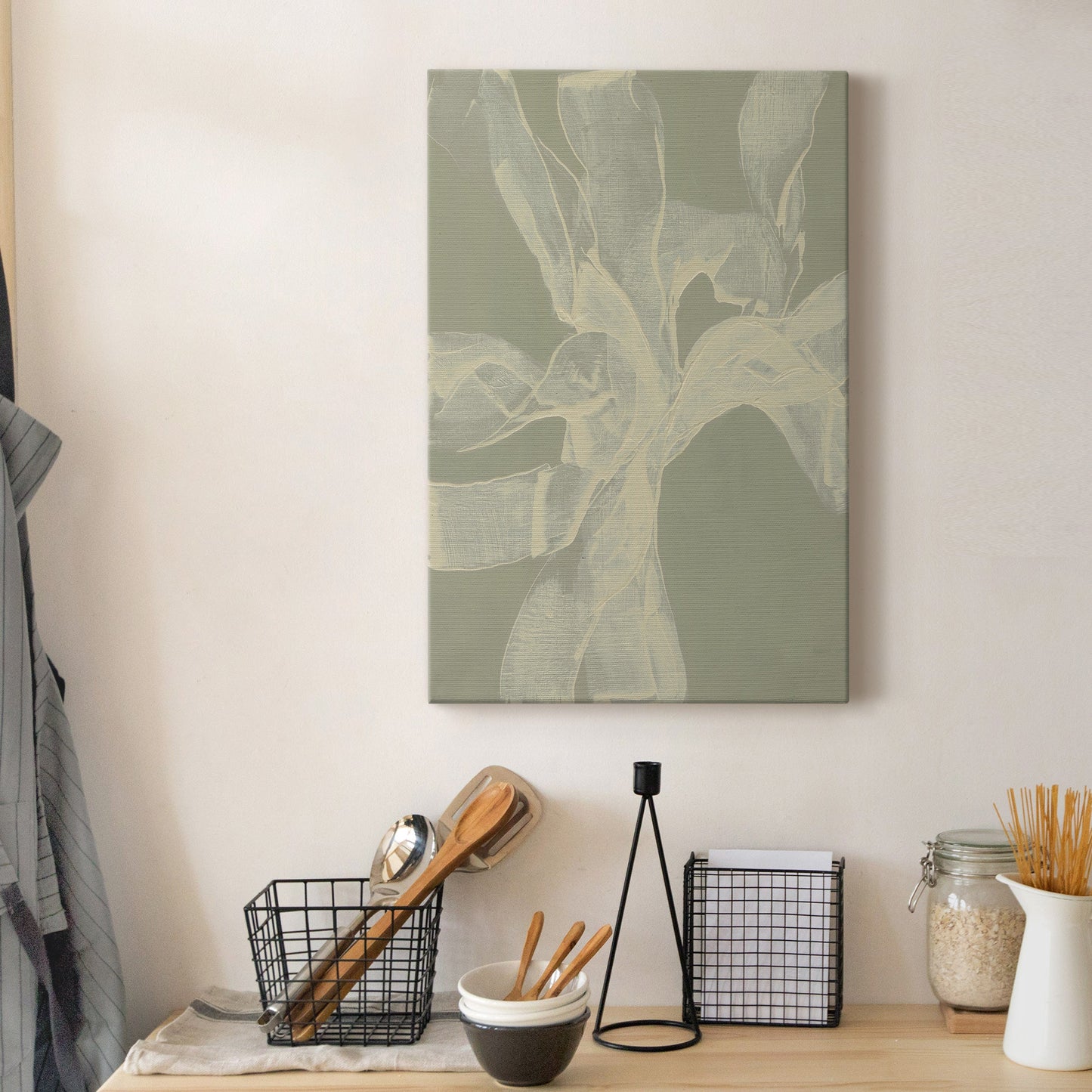 White Ribbon on Celadon II - Canvas Art Print