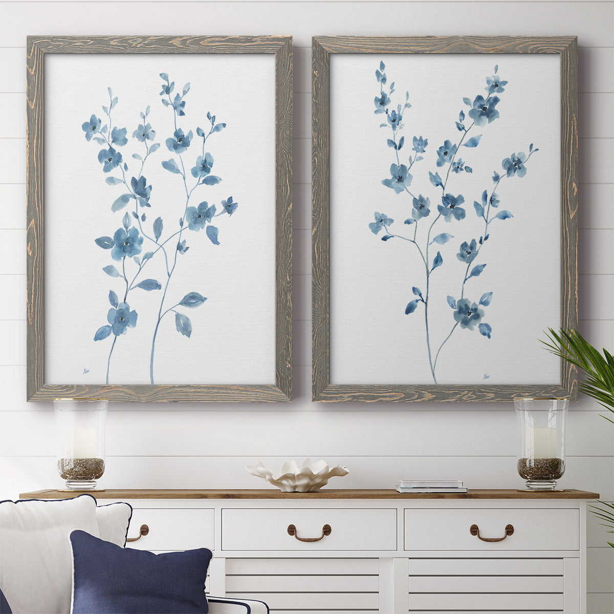 Blue Blossom I - Premium Framed Canvas 2 Piece Set - Ready to Hang