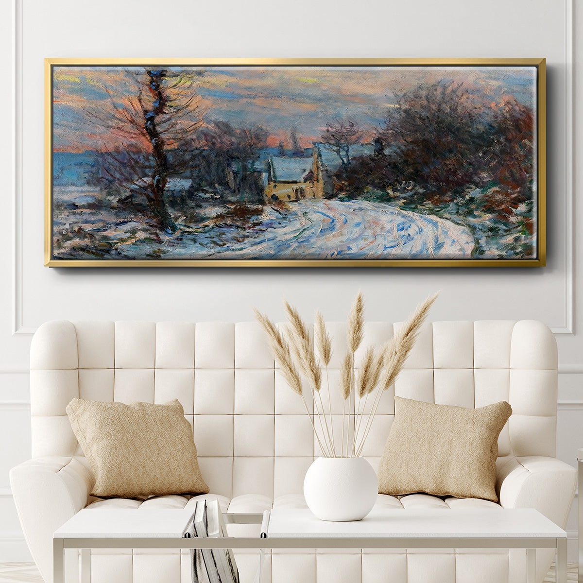 Road to Giverny in Winter, 1885 - Floater Framed Canvas Print