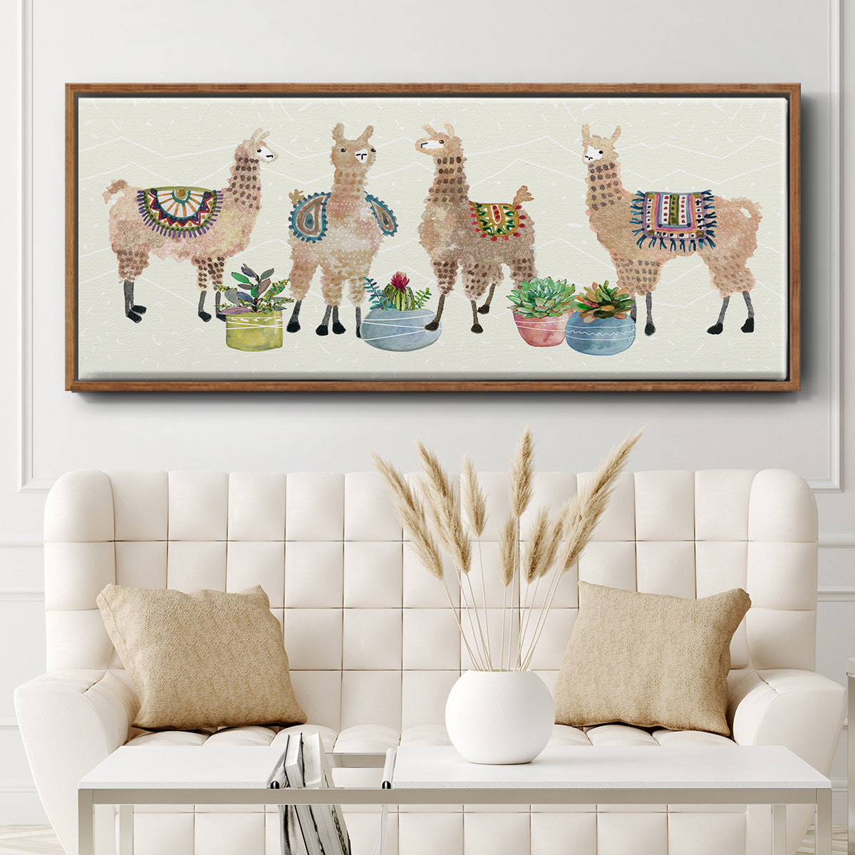 Llama Party - Floater Framed Canvas Print