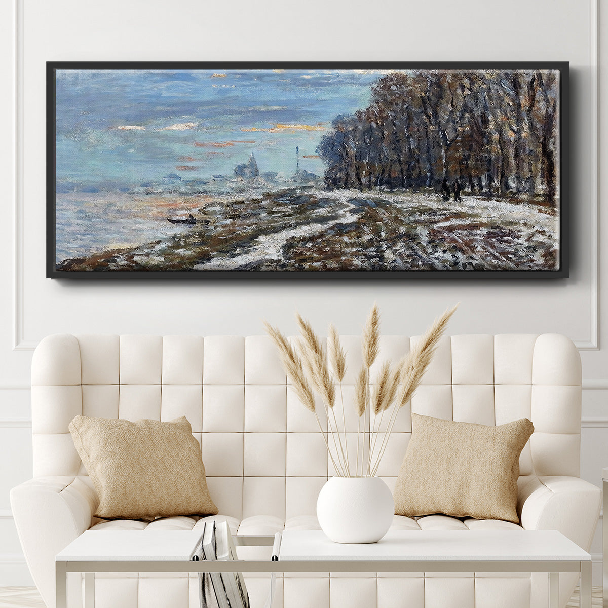 The Promenade at Argenteuil, Winter's Evening, 1875 - Floater Framed Canvas Print