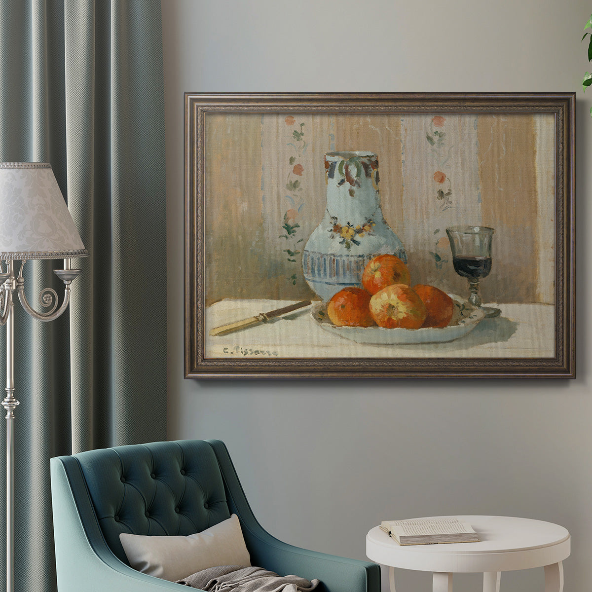 Still Life with Apples and Pitcher Premium Framed Canvas- Ready to Hang