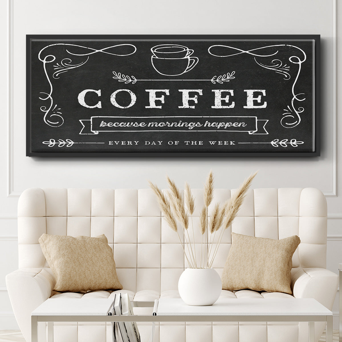 Coffee Everyday - Floater Framed Canvas Print