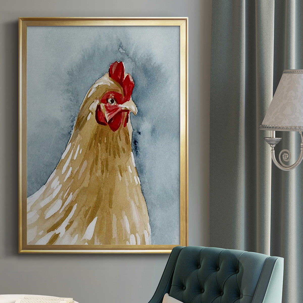 Chicken Portrait II - Modern Framed Canvas Print