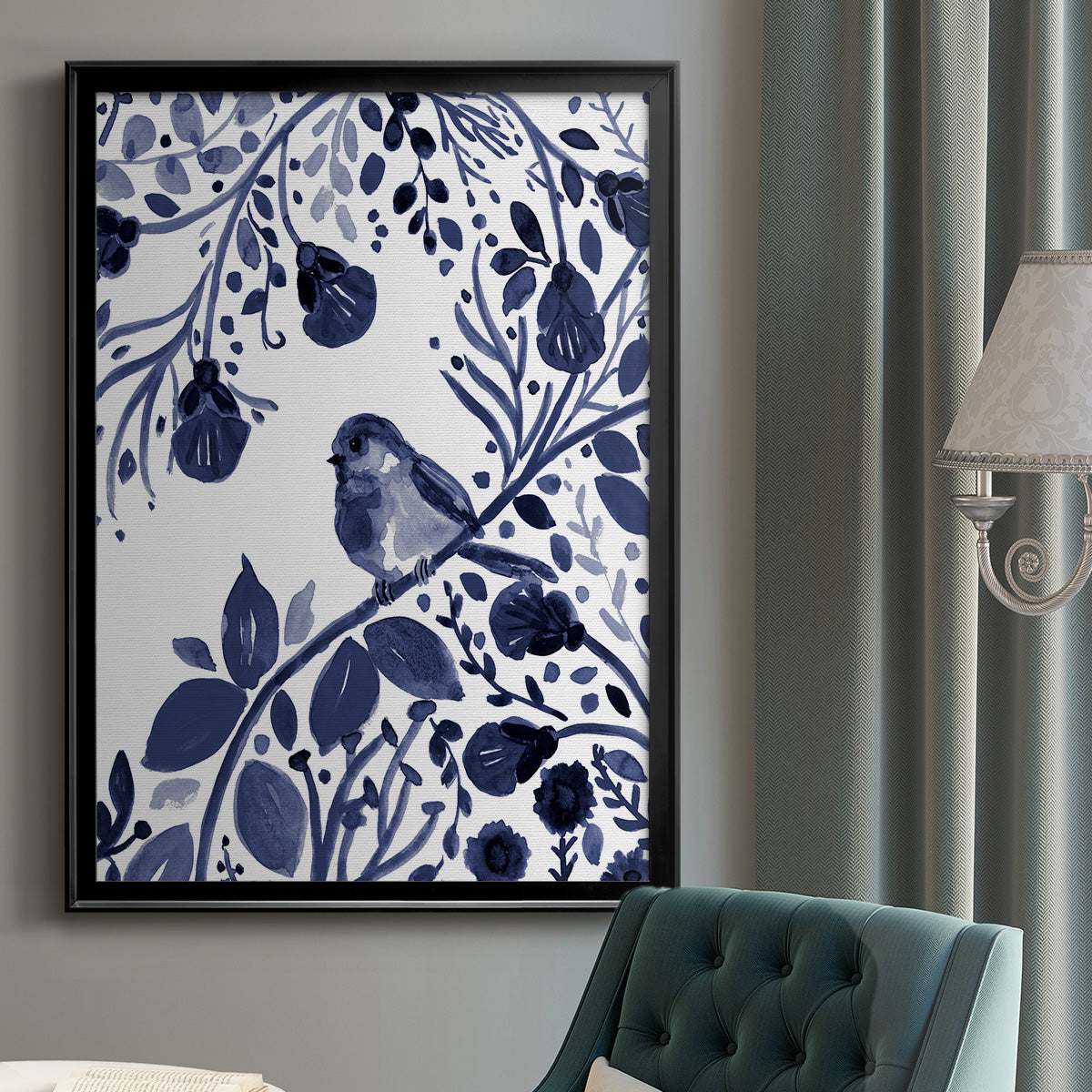 Indigo Song II - Modern Framed Canvas Print