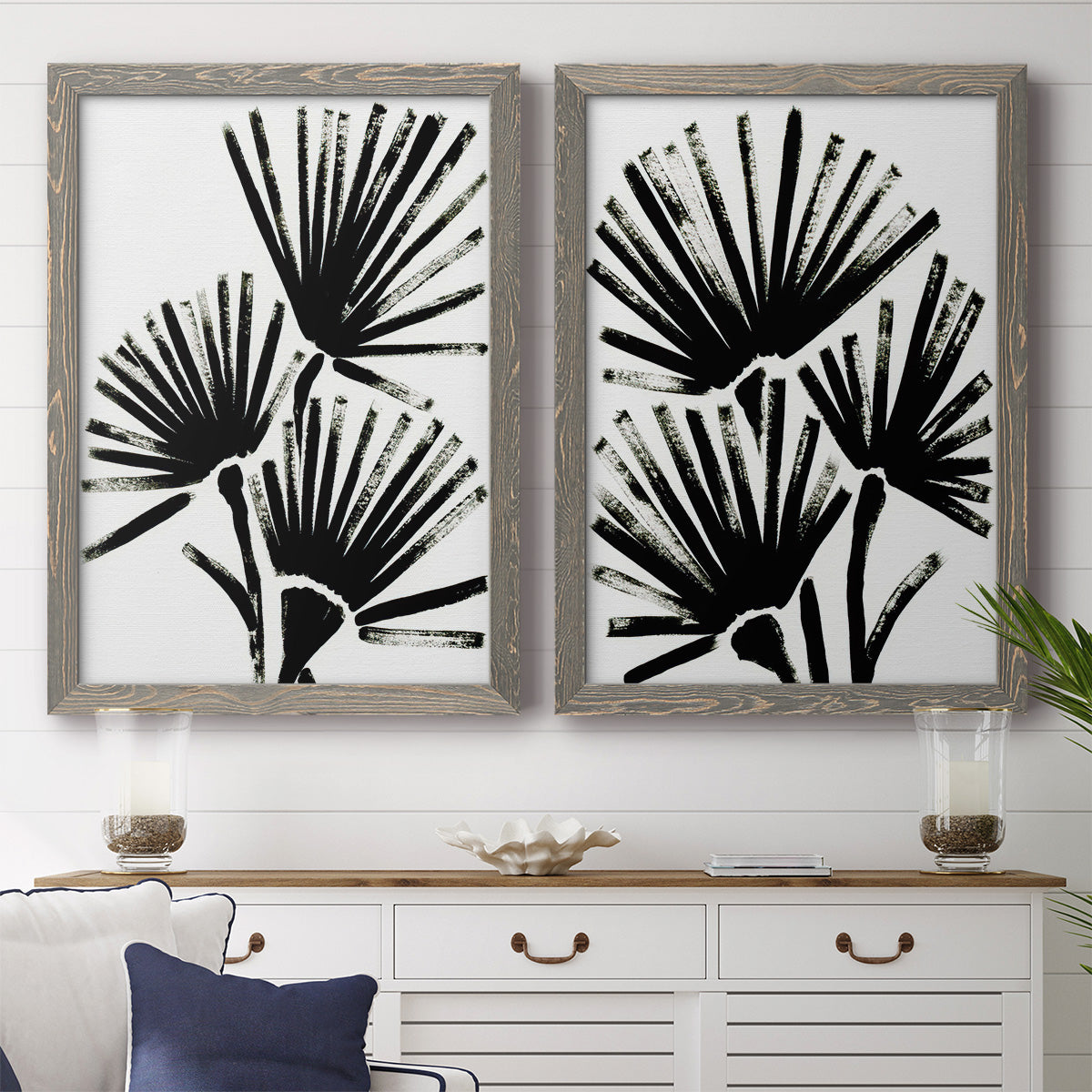 Fan Brush I - Premium Framed Canvas 2 Piece Set - Ready to Hang