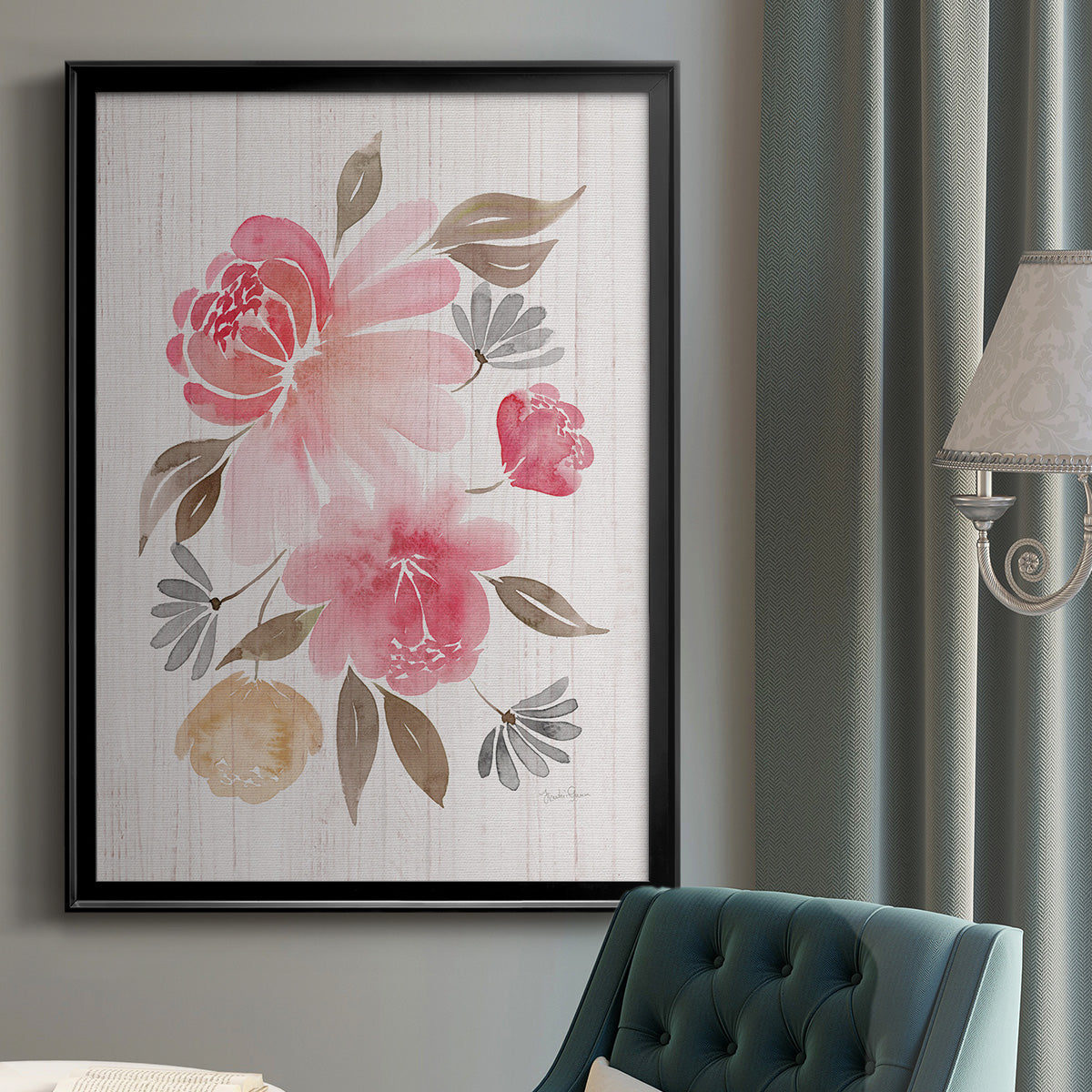 Loose Peonies II - Modern Framed Canvas Print