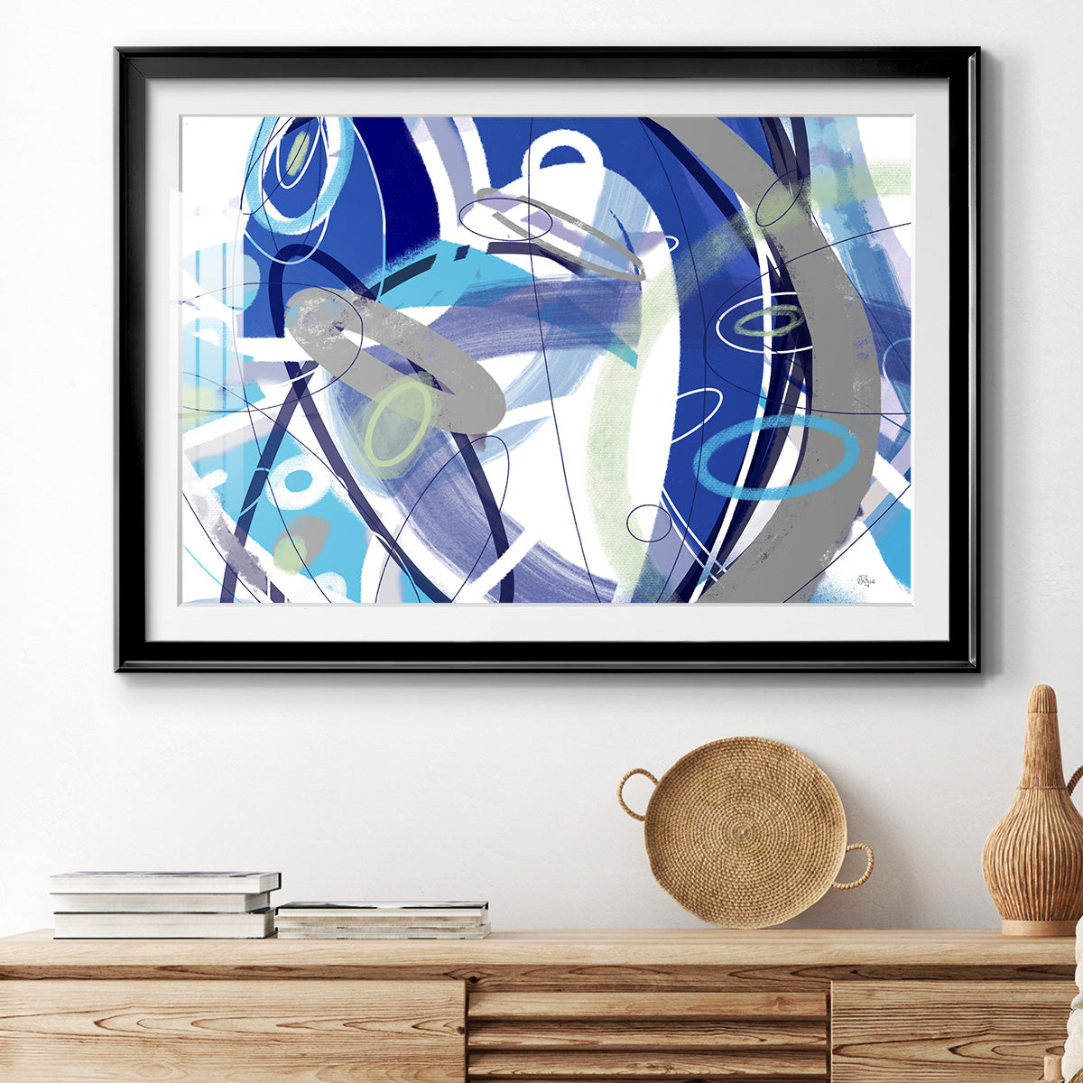 Blue Flow - Modern Framed Art Print