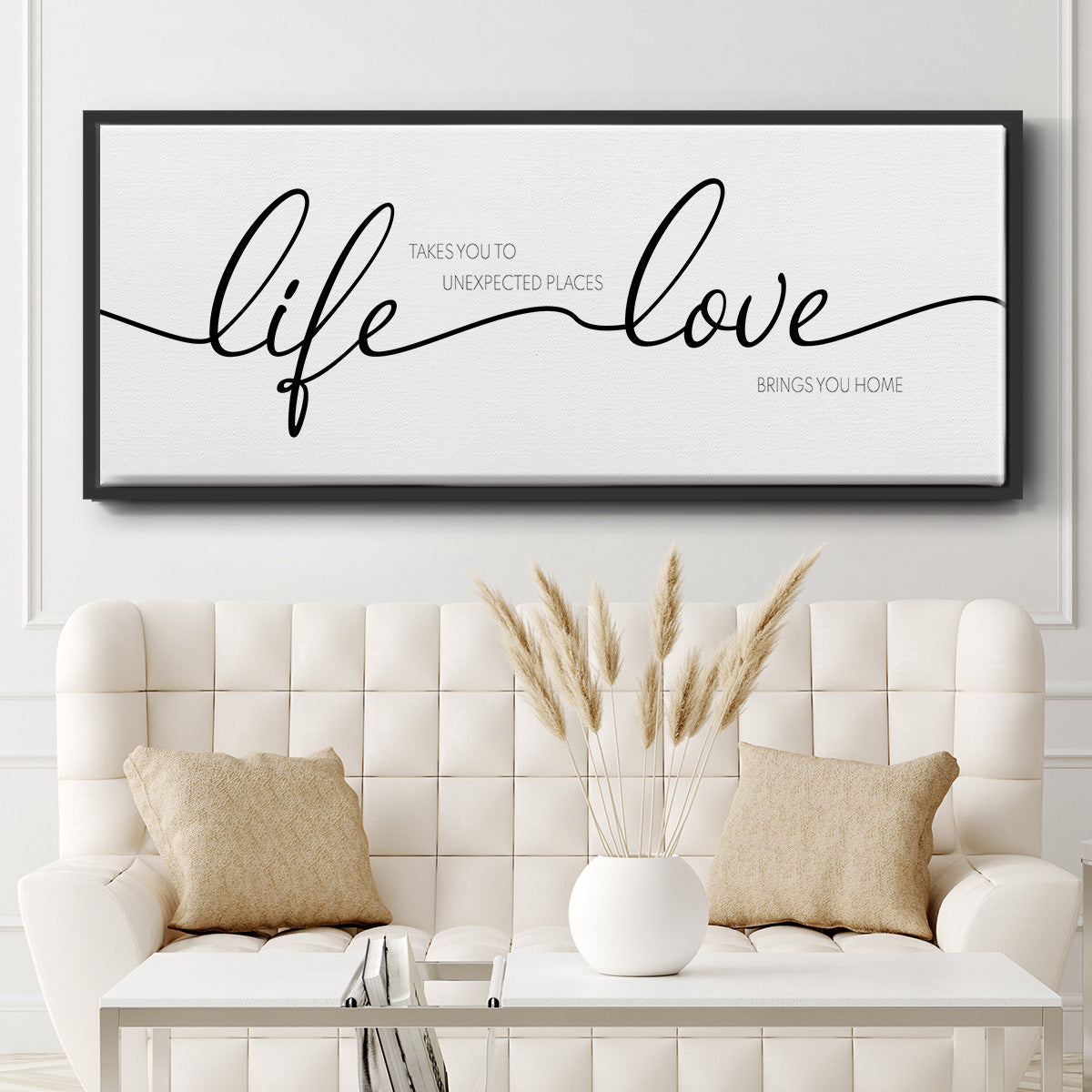 Life Takes You Love Brings You - Floater Framed Canvas Print