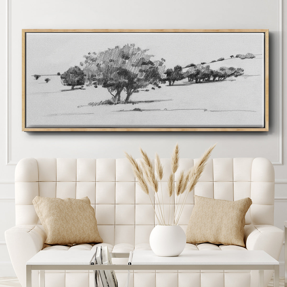 Treeline Sketch I - Floater Framed Canvas Print
