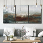 Three-panel canvas wall art featuring soft abstract evening light, displayed in a modern living room above seating.