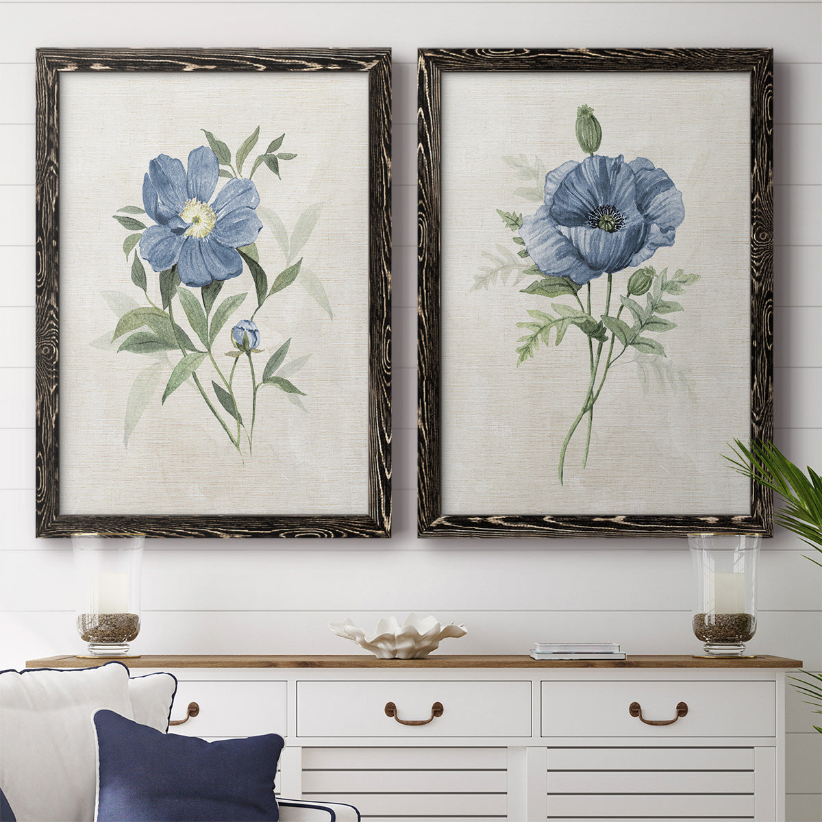 Farmhouse Periwinkle III - Premium Framed Canvas 2 Piece Set - Ready to Hang