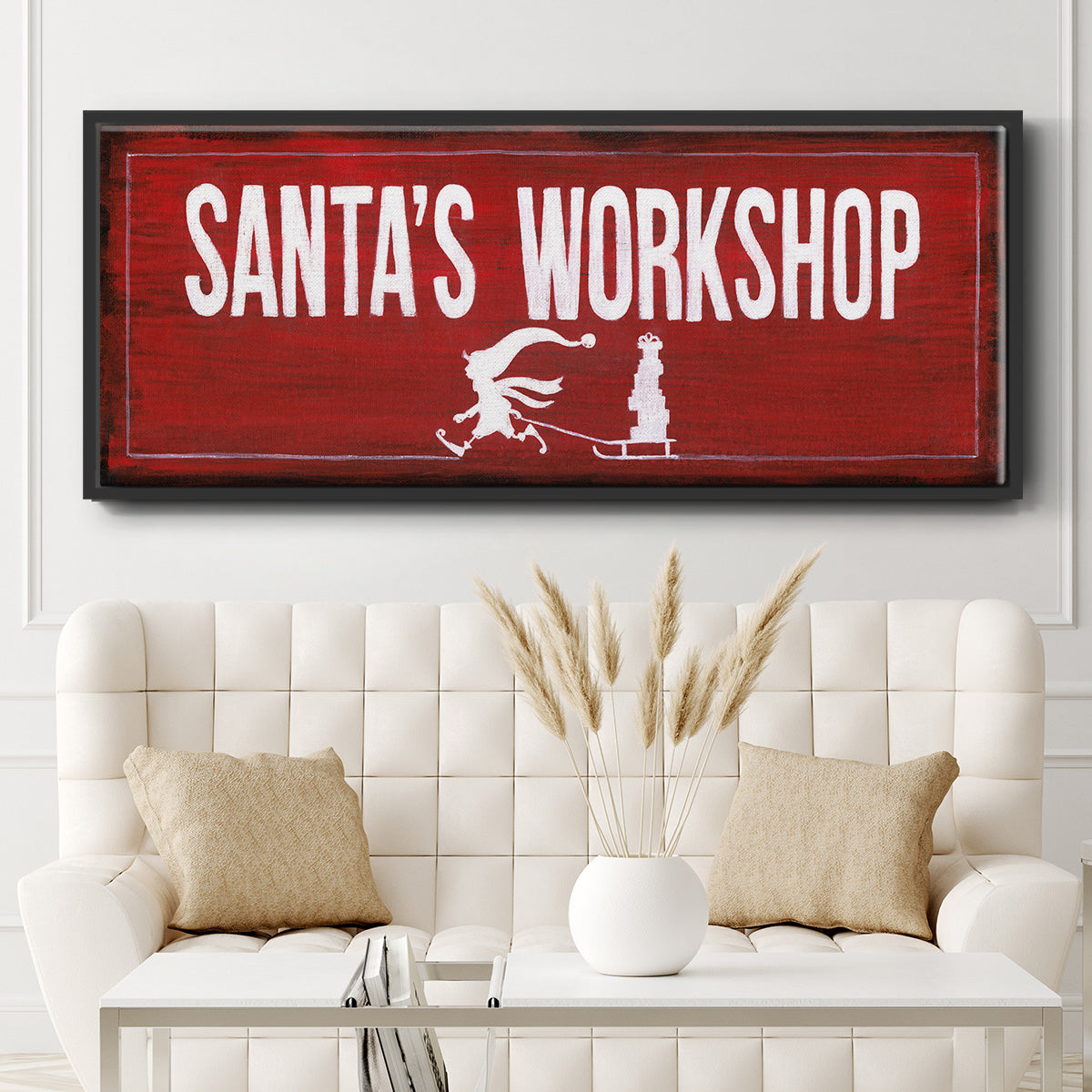 Santa's Workshop - Floater Framed Canvas Print