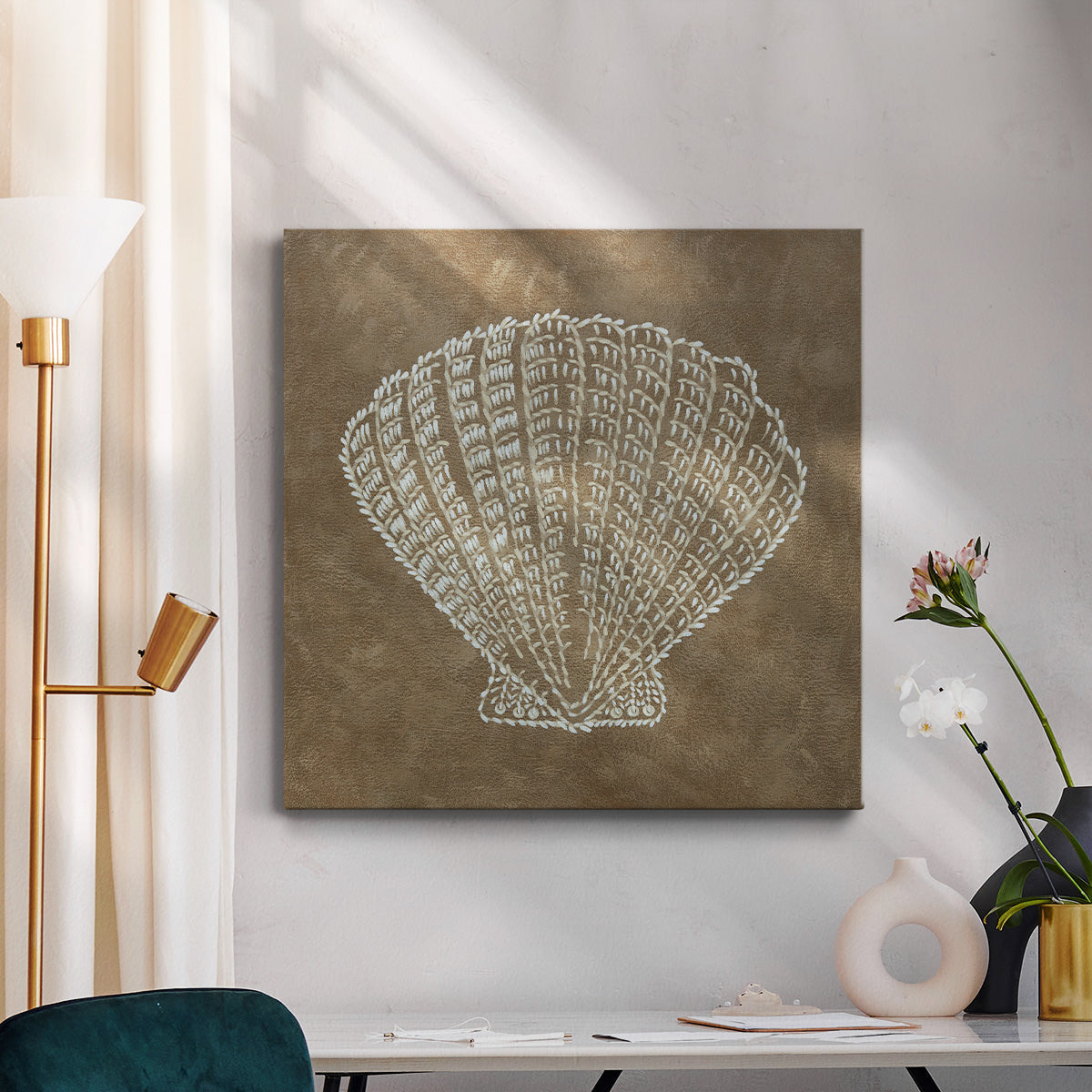 Embroidered Shells III - Canvas Art Print