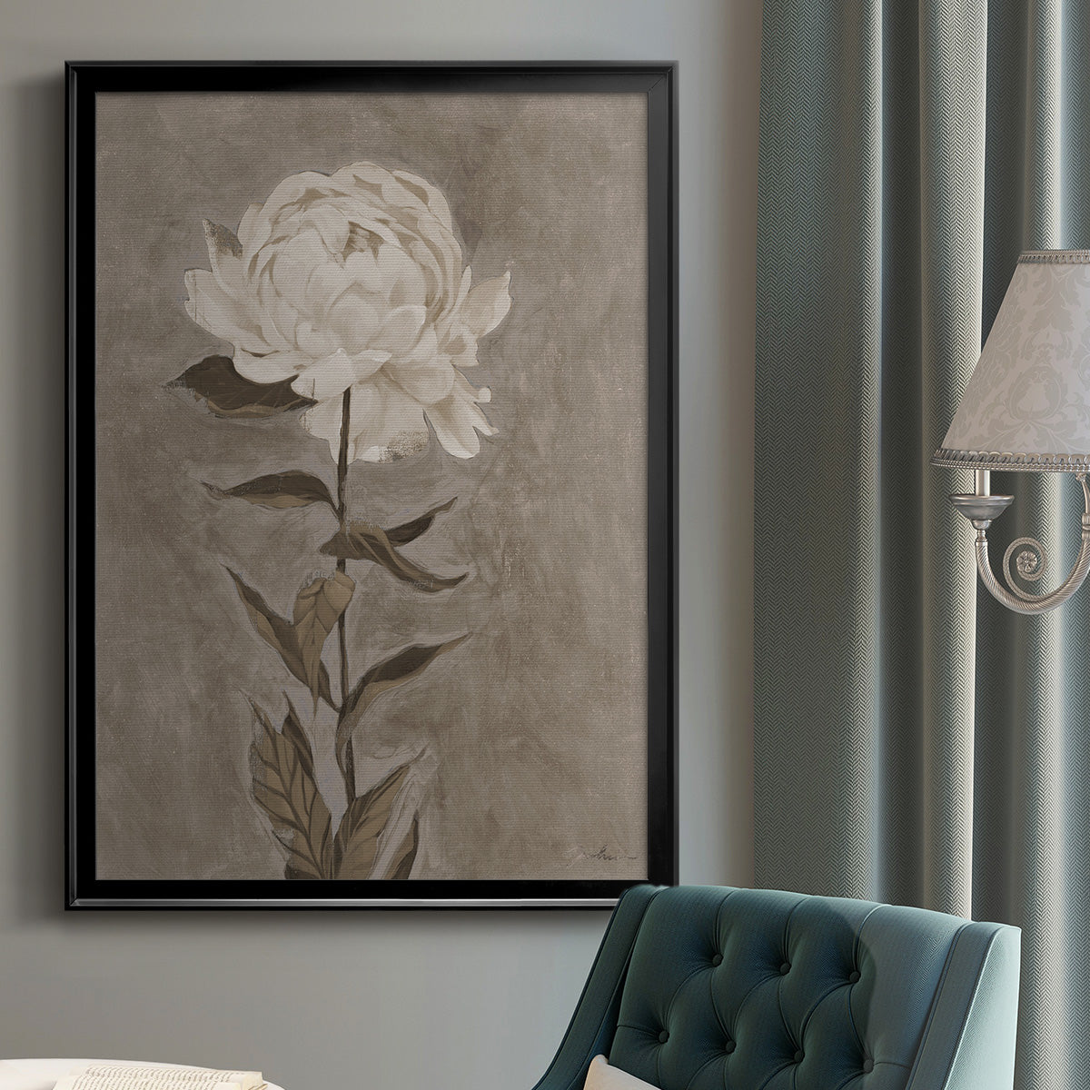 Pretty As A Peony I - Modern Framed Canvas Print