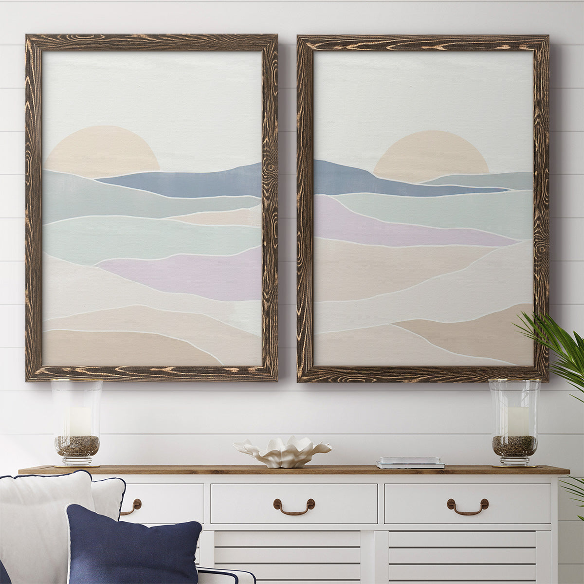 Wave Tableau I - Premium Framed Canvas 2 Piece Set - Ready to Hang