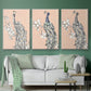 Peacock in Gold I - Framed Premium Gallery Wrapped Canvas L Frame 3 Piece Set - Ready to Hang