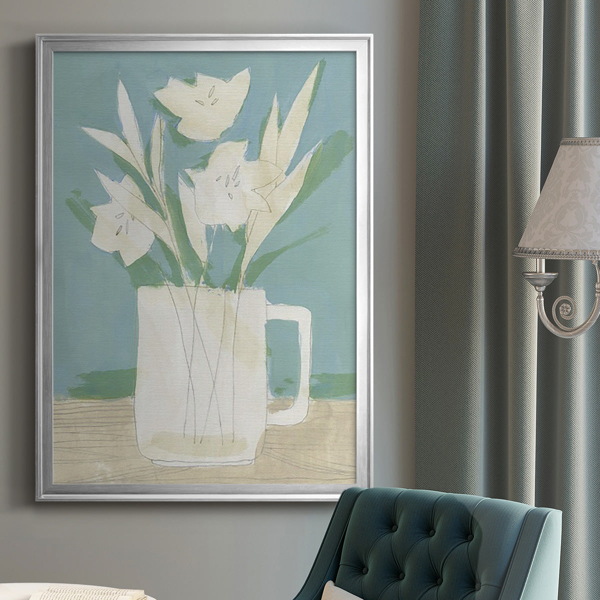 Muted Spring Arrangement III - Modern Framed Canvas Print