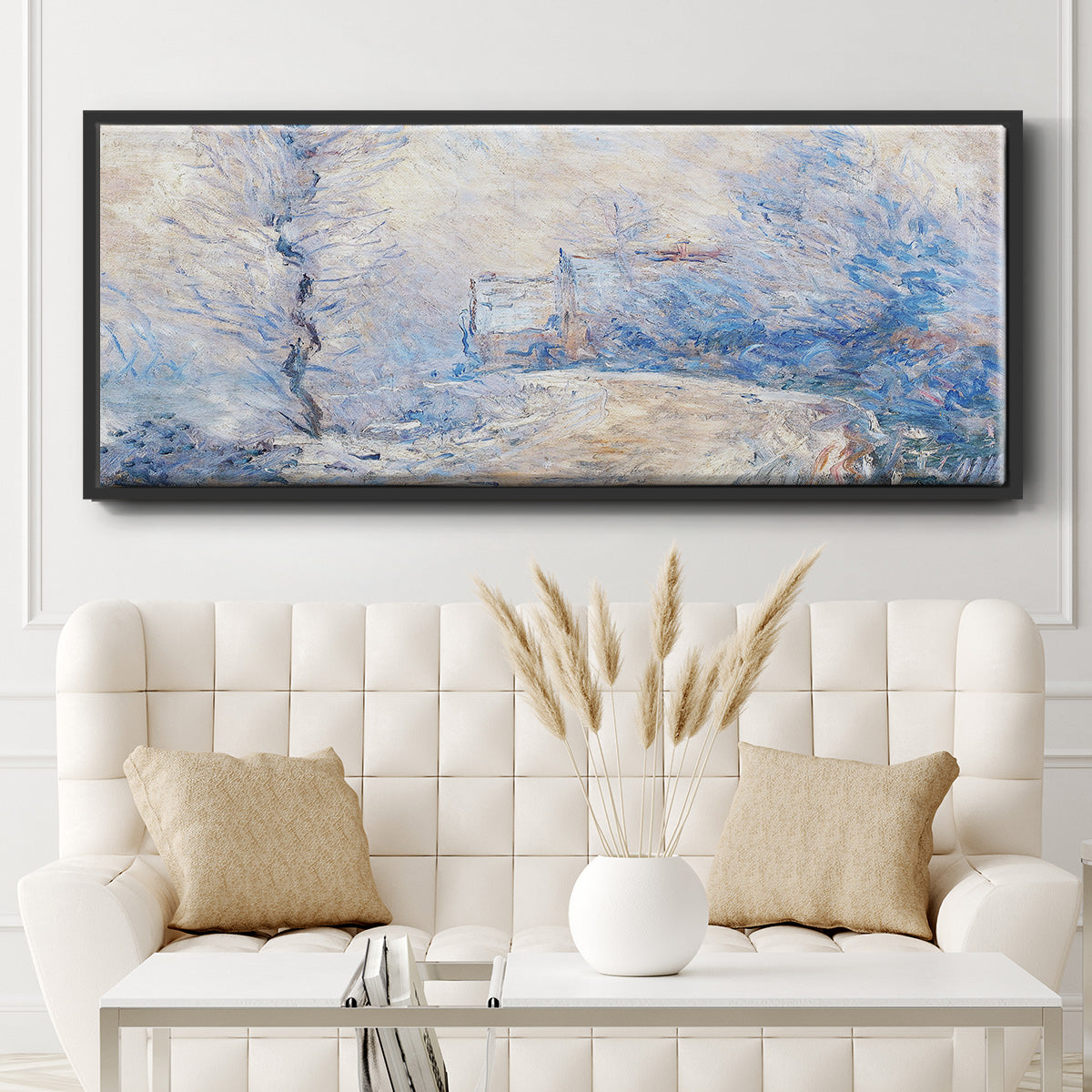 The Entrance to Giverny Under the Snow, 1885 - Floater Framed Canvas Print