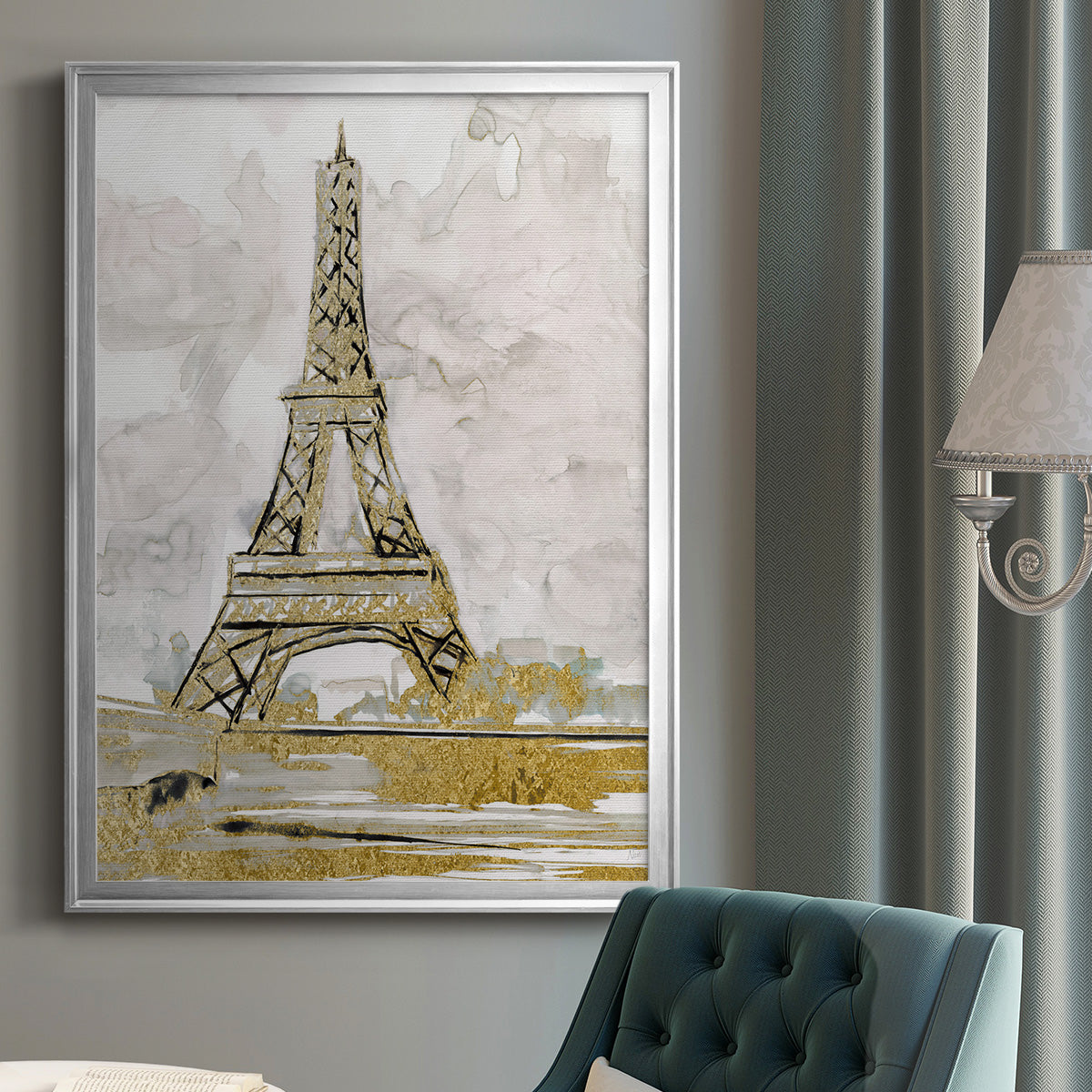 Eiffel Tower Glitz - Modern Framed Canvas Print