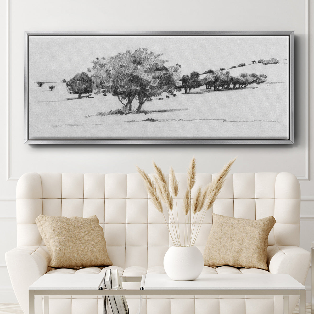 Treeline Sketch I - Floater Framed Canvas Print