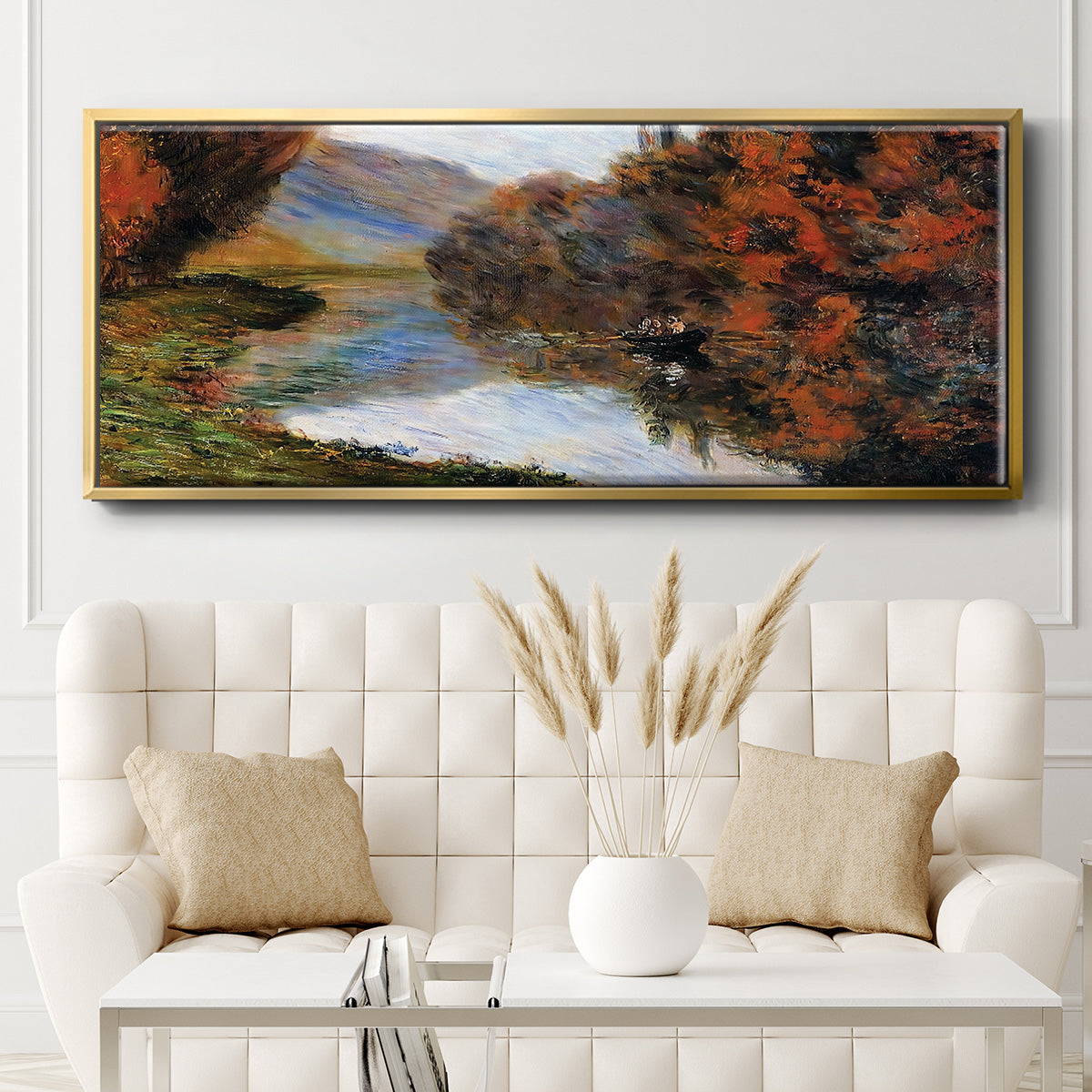 Rowboat on the Seine at Jeufosse, 1884 - Floater Framed Canvas Print