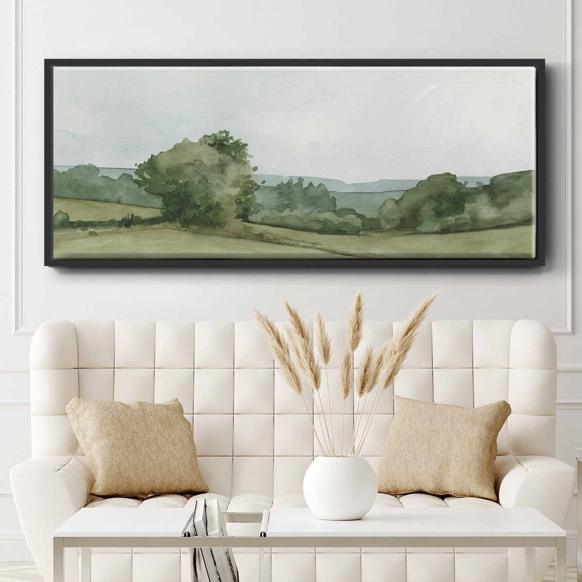 Vintage Landscape Sketch I - Floater Framed Canvas Print