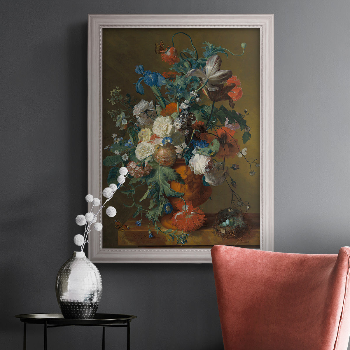 Flowers in an Urn - Ornate Framed Canvas Print