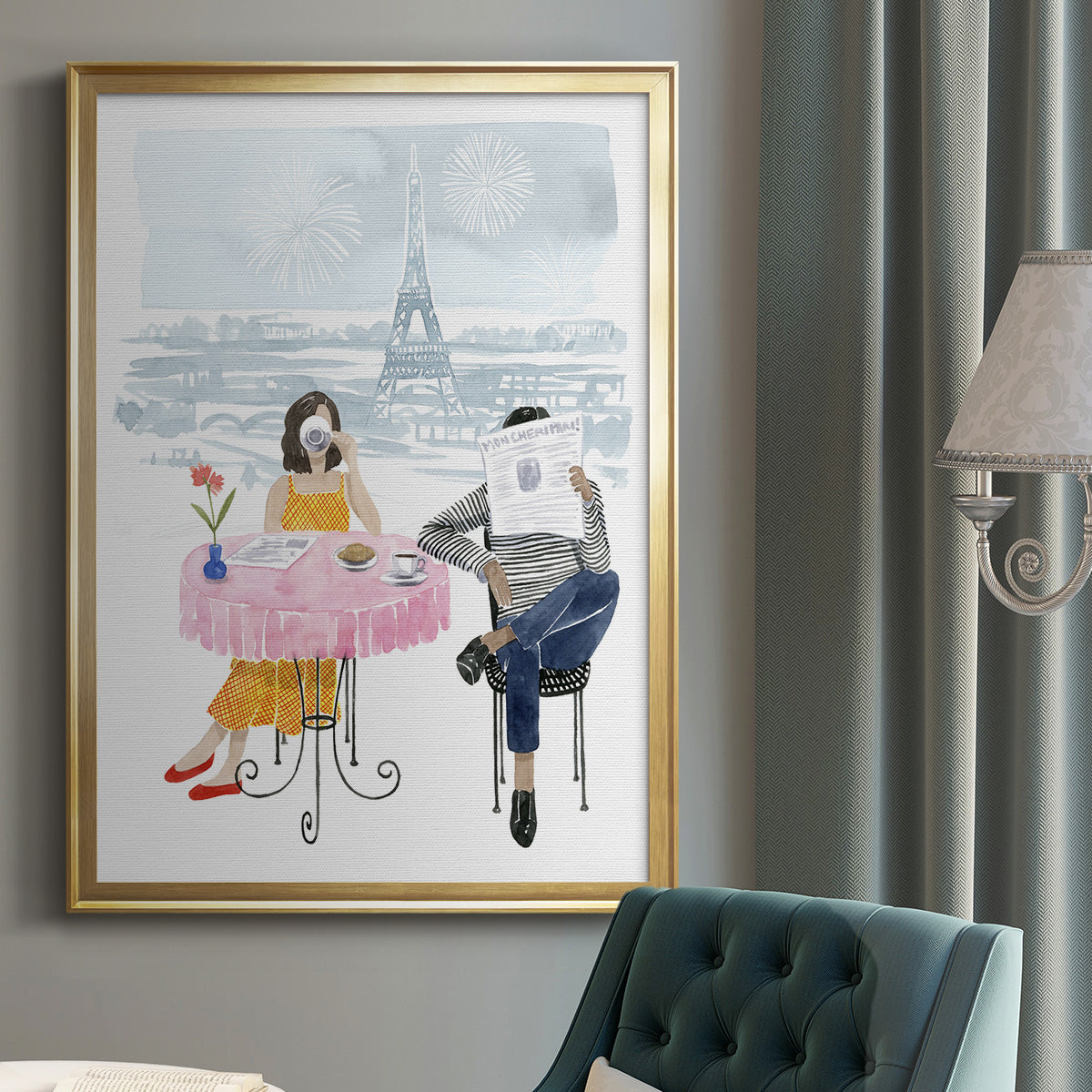 Paris in Love II - Modern Framed Canvas Print