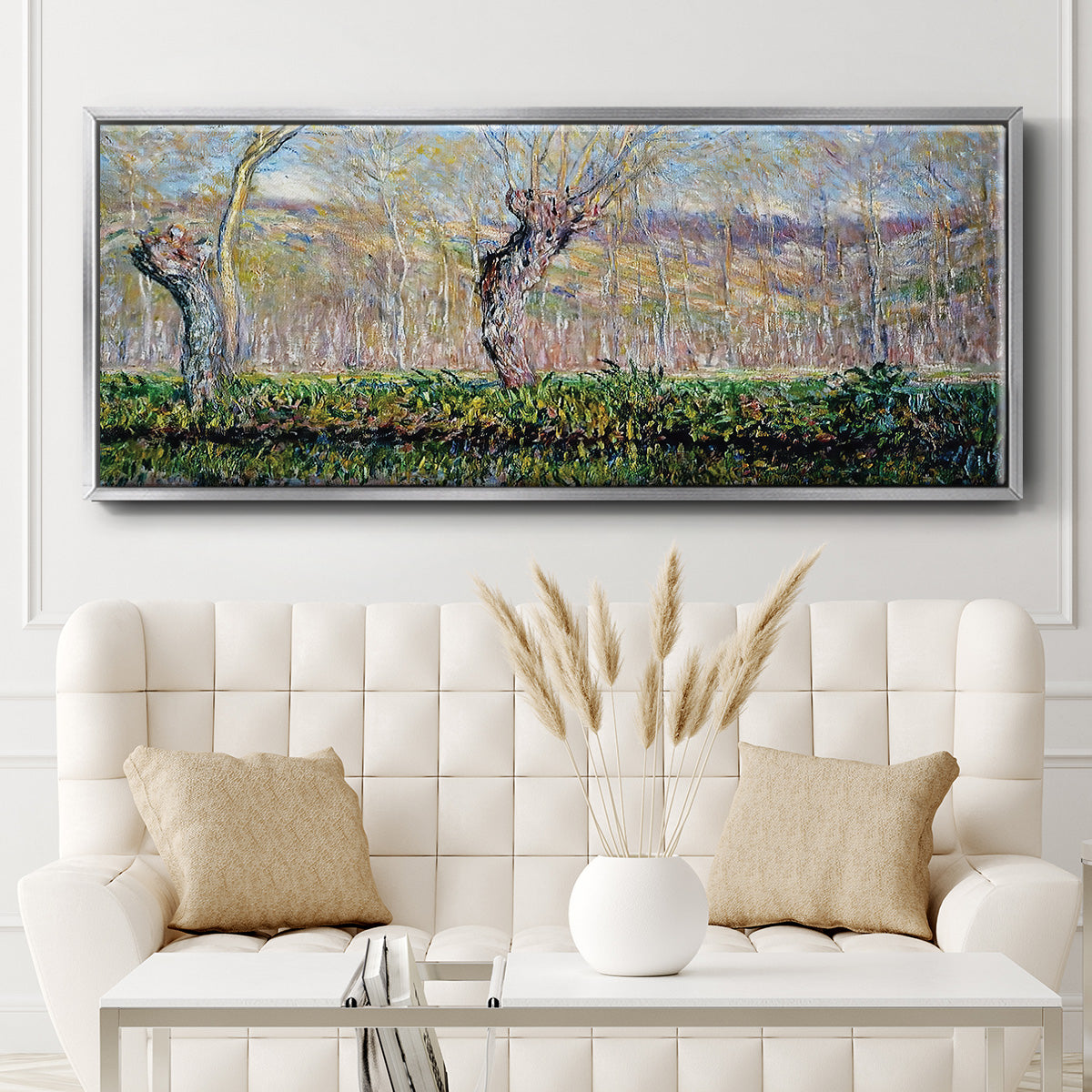 The Banks of the River Epte in Springtime, 1885 - Floater Framed Canvas Print