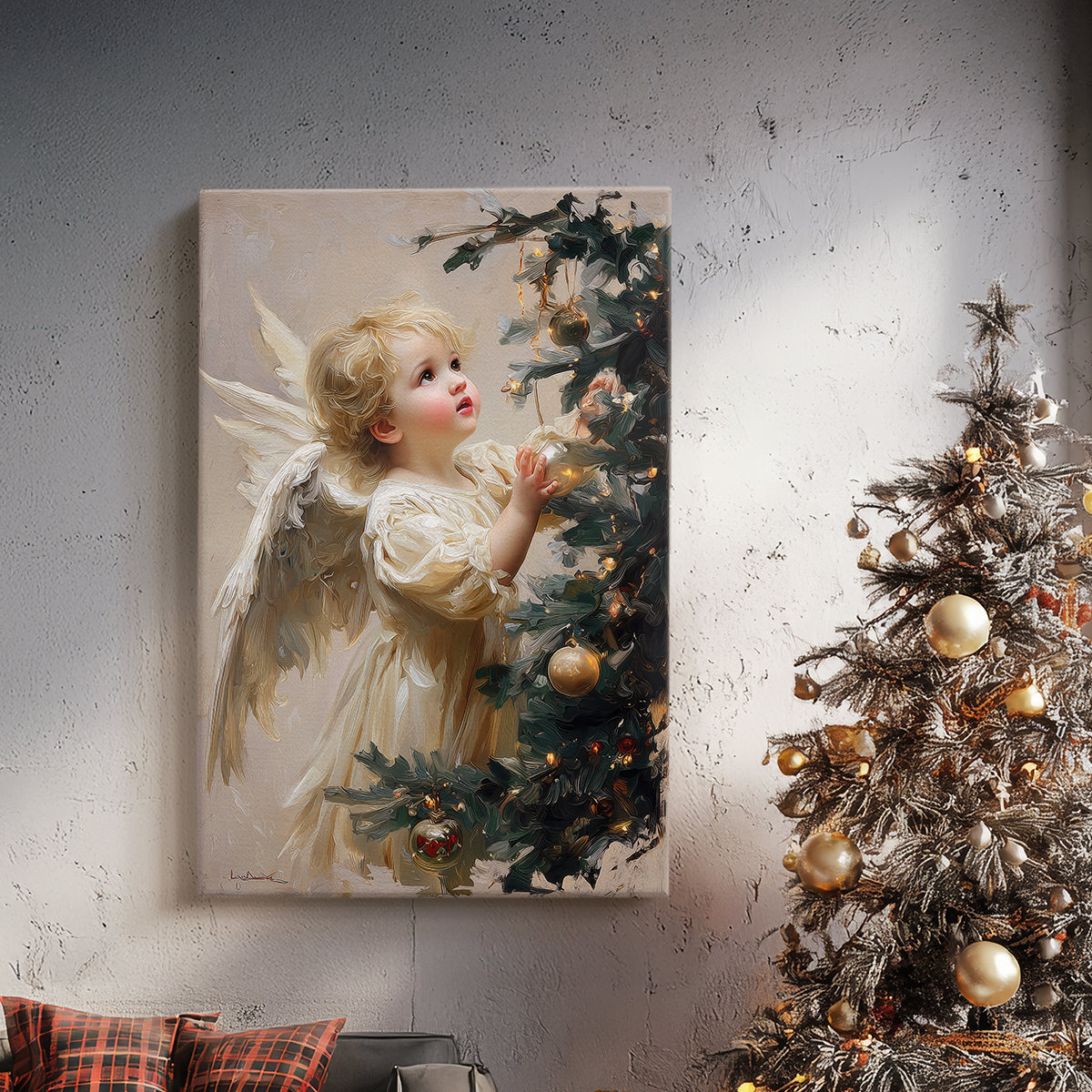 Warm Lantern Snow Serenade - Canvas Art Print