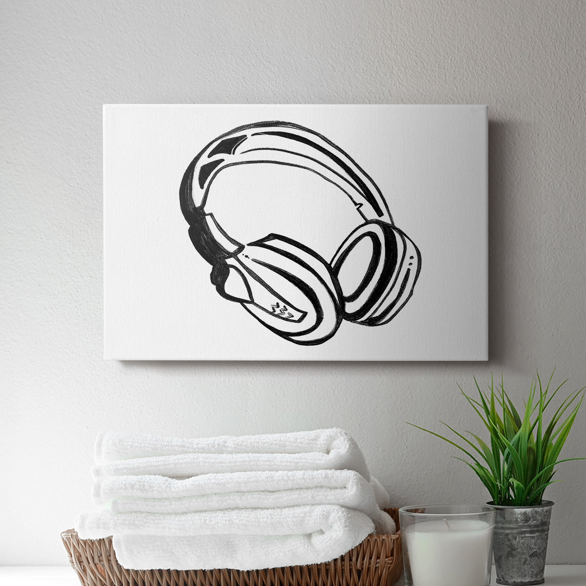 Headphones Sketch - Canvas Art Print