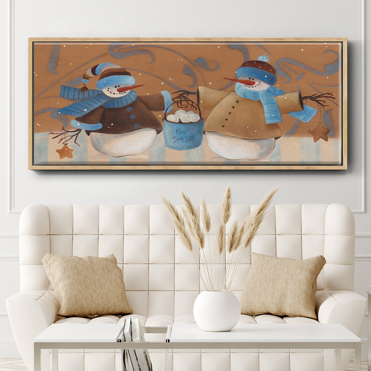Snowball Bucket - Floater Framed Canvas Print