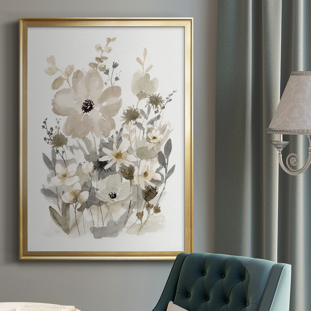Neutral Nature I - Modern Framed Canvas Print