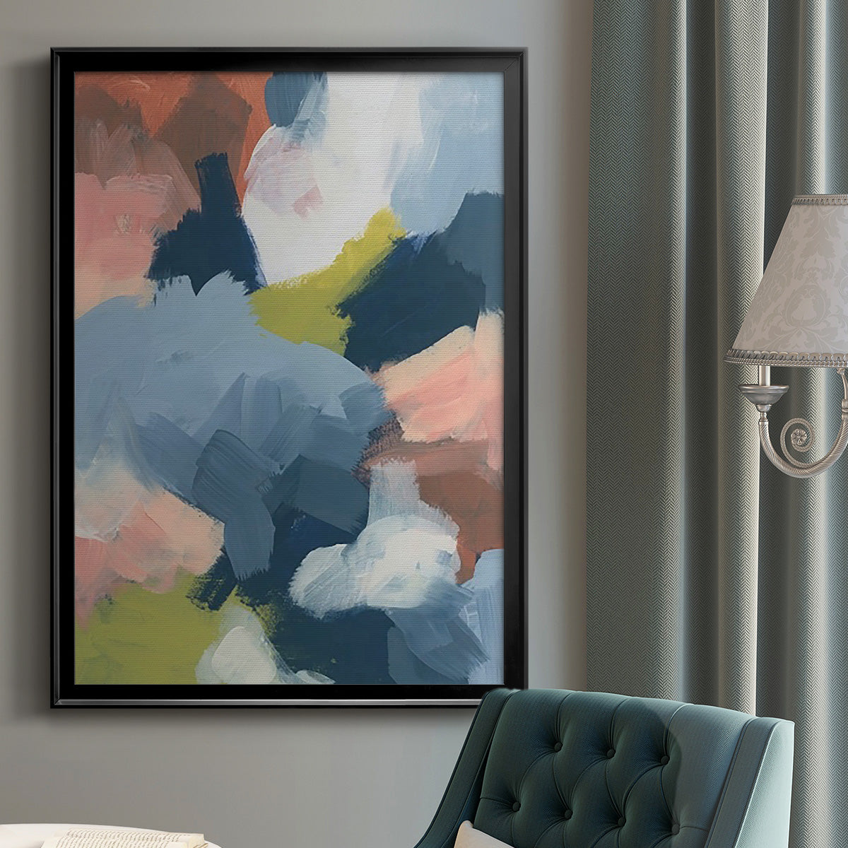 Soft Indigo Atmosphere I - Modern Framed Canvas Print