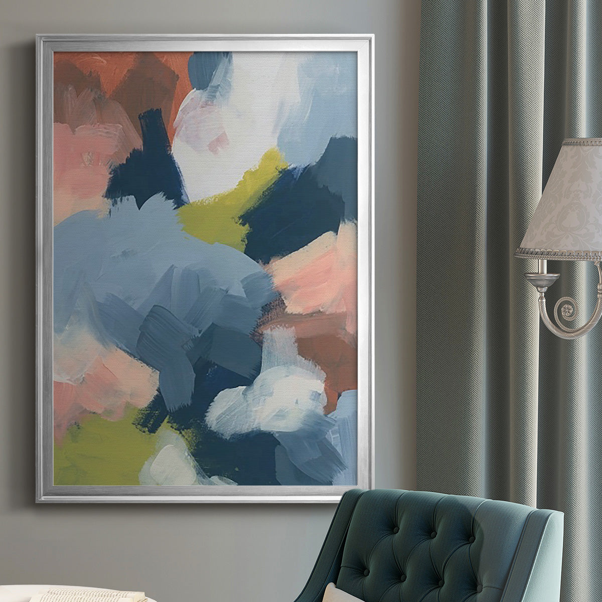 Soft Indigo Atmosphere I - Modern Framed Canvas Print