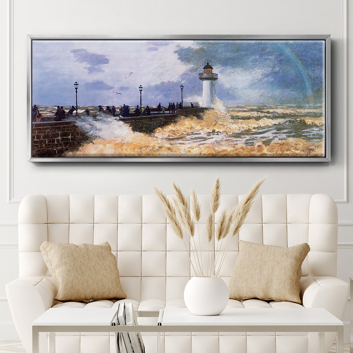 The Jetty at Le Havre, 1868 - Floater Framed Canvas Print